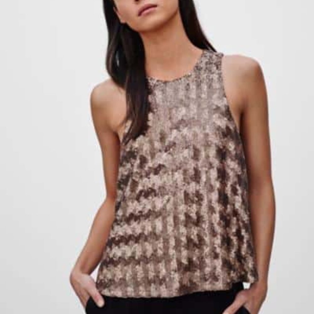 Aritzia Talula Women XXS Cheniston Blouse in Matte Silver, BNWT